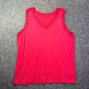 Torrid Super Soft Tank Women's Sz 2 (18/20) Pink Lace Trim V-Neck Sleeveless Top